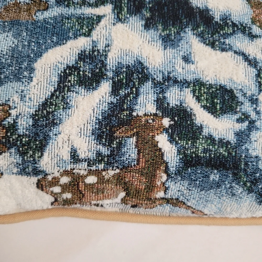 Riverdale Winter Scene Deer Tapestry Throw Pillow 16x12